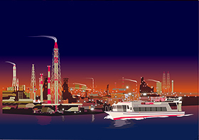 北九州芸術工業地帯・演劇的工場夜景ツアー「ひかりとけむり」